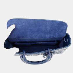 Pre Owned Dior Lady D Joy Cannage 2-Way Bag Navy Leather Size Medium