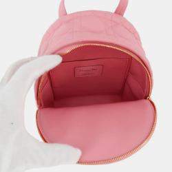 Pre Owned Dior Cannage Backpack Pink Leather Size Mini