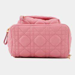 Pre Owned Dior Cannage Backpack Pink Leather Size Mini