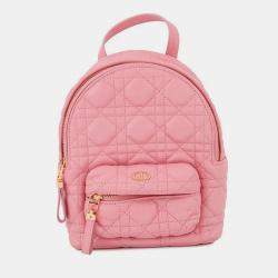 Pre Owned Dior Cannage Backpack Pink Leather Size Mini