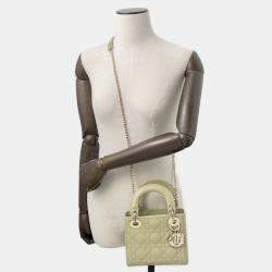 Pre Owned Dior Lady Dior  Light Green Patent Leather Mini 2Way Handbag