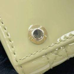Pre Owned Dior Lady Dior  Light Green Patent Leather Mini 2Way Handbag