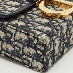 Pre Owned Dior Blue Oblique Canvas 30 Montaigne Box Bag