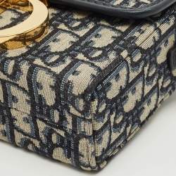 Pre Owned Dior Blue Oblique Canvas 30 Montaigne Box Bag