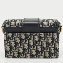 Pre Owned Dior Blue Oblique Canvas 30 Montaigne Box Bag