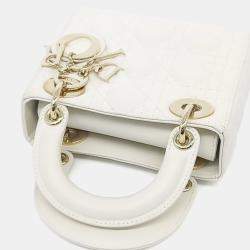 Pre Owned Dior White Leather Lady Bag Mini