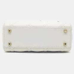 Pre Owned Dior White Leather Lady Bag Mini