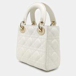 Pre Owned Dior White Leather Lady Bag Mini