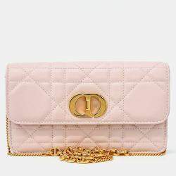 Pre Owned Dior Pink Leather Chain Crossbody Bag