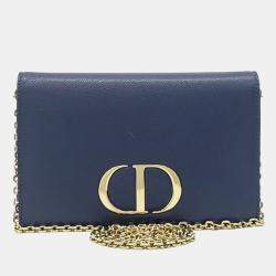Pre Owned Dior Blue Leather 30 Montaigne Two-in-One Pouch Bag