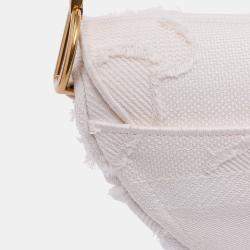 Pre Owned Dior White Mini Canvas Embroidered Camouflage Saddle Bag