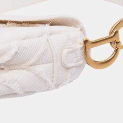 Pre Owned Dior White Mini Canvas Embroidered Camouflage Saddle Bag