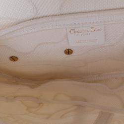 Pre Owned Dior White Mini Canvas Embroidered Camouflage Saddle Bag