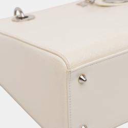 Pre Owned Dior White Medium Patent Microcannage Lady Dior