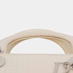 Pre Owned Dior White Medium Patent Microcannage Lady Dior