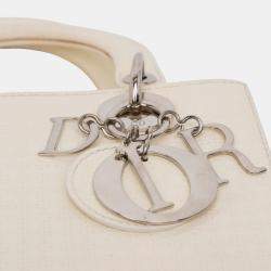 Pre Owned Dior White Medium Patent Microcannage Lady Dior