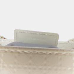 Pre Owned Dior White Medium Patent Microcannage Lady Dior