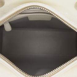 Pre Owned Dior White Medium Patent Microcannage Lady Dior