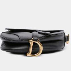 Pre Owned Dior Black Mini Smooth Calfskin Saddle Bag