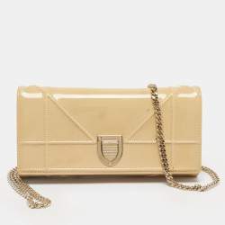 Pre Owned Dior Cream Leather Diorama Wallet On Chain