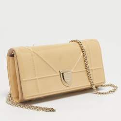 Pre Owned Dior Cream Leather Diorama Wallet On Chain