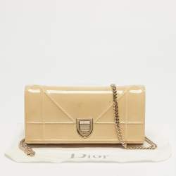 Pre Owned Dior Cream Leather Diorama Wallet On Chain