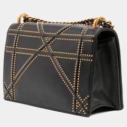Pre Owned Dior Black Medium Studded Lambskin Diorama Flap