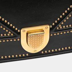 Pre Owned Dior Black Medium Studded Lambskin Diorama Flap