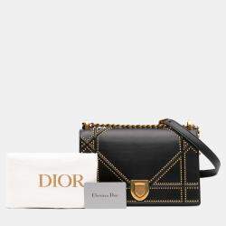 Pre Owned Dior Black Medium Studded Lambskin Diorama Flap