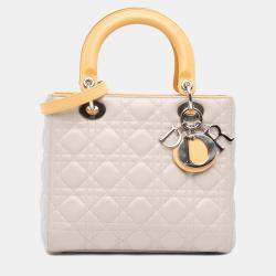Pre Owned Dior Brown Medium Tricolor Lambskin Cannage Lady Dior