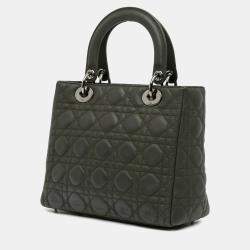 Pre Owned Dior Brown Medium Lambskin Cannage Lady Dior