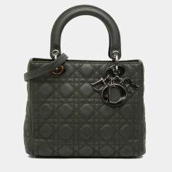 Pre Owned Dior Brown Medium Lambskin Cannage Lady Dior