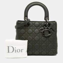 Pre Owned Dior Brown Medium Lambskin Cannage Lady Dior