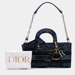 Pre Owned Dior Blue Medium Canvas Embroidered Toile De Jouy Lady D Joy