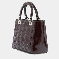 Pre Owned Dior Purple Medium Patent Cannage Lady Dior