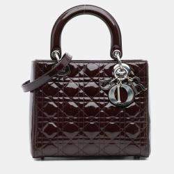 Pre Owned Dior Purple Medium Patent Cannage Lady Dior