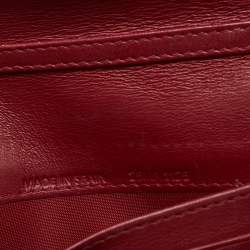 Pre Owned Dior Red Cannage Patent Leather Lady Dior Wallet On Chain