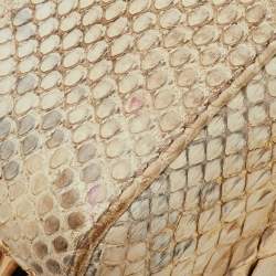 Pre Owned Dior Gold/Beige Python Large Lady Dior Tote