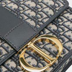 Pre Owned Dior Blue Oblique Canvas 30 Montaigne Flap
