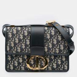Pre Owned Dior Blue Oblique Canvas 30 Montaigne Flap