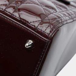 Pre Owned Dior Purple Medium Patent Cannage Lady Dior