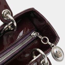 Pre Owned Dior Purple Medium Patent Cannage Lady Dior