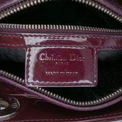 Pre Owned Dior Purple Medium Patent Cannage Lady Dior