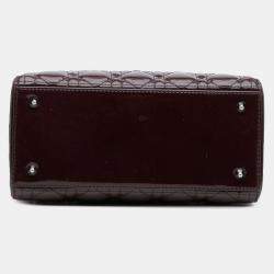 Pre Owned Dior Purple Medium Patent Cannage Lady Dior