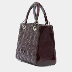 Pre Owned Dior Purple Medium Patent Cannage Lady Dior