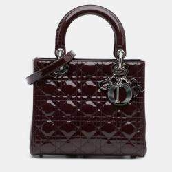 Pre Owned Dior Purple Medium Patent Cannage Lady Dior
