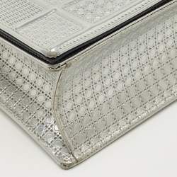 Pre Owned Dior Silver Patent Leather Medium Diorama Shoulder Bag