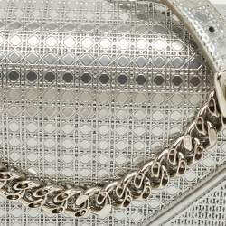 Pre Owned Dior Silver Patent Leather Medium Diorama Shoulder Bag