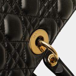 Pre Owned Dior Black Large Lambskin Cannage Lady Dior