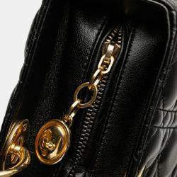 Pre Owned Dior Black Large Lambskin Cannage Lady Dior